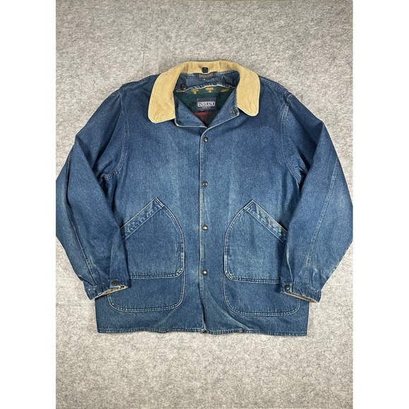 Lands' End Other - Vintage Lands End Denim Barn Chore Coat Jacket W/ Liner Sz XL Aztec 80s Western